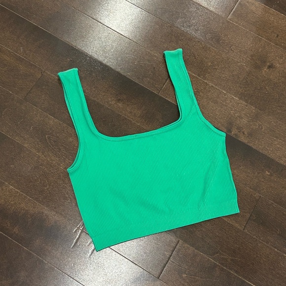 Zara Green Ribbed lounge top - Picture 2 of 3